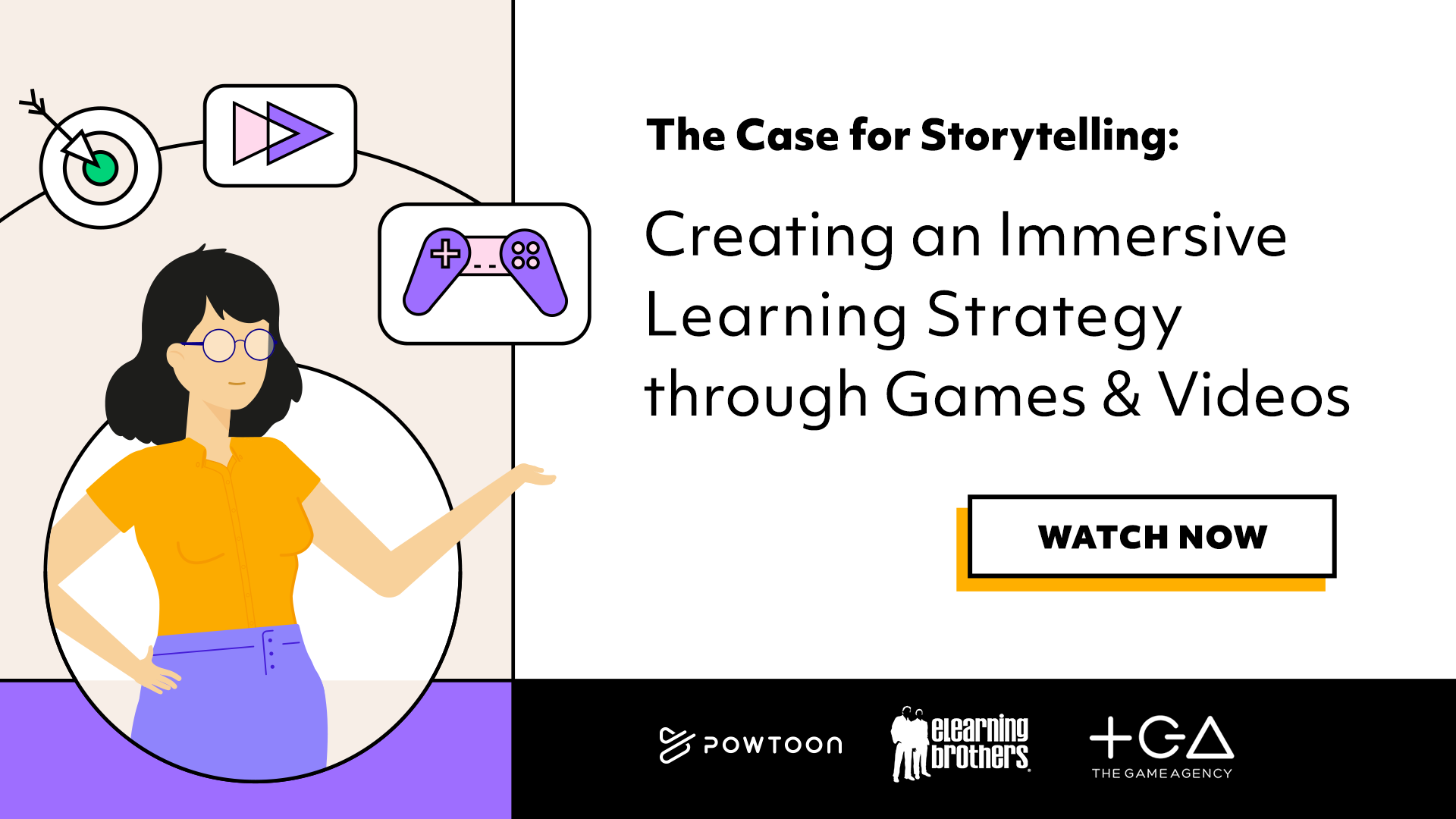 how to use video for more engaging learning using games with Powtoon the game agency and eLearning brothers [webinar]